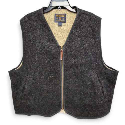 Vintage Woolrich Vest Mens XL Sherpa Lined Wool Blend Hunting Full Zip Jacket