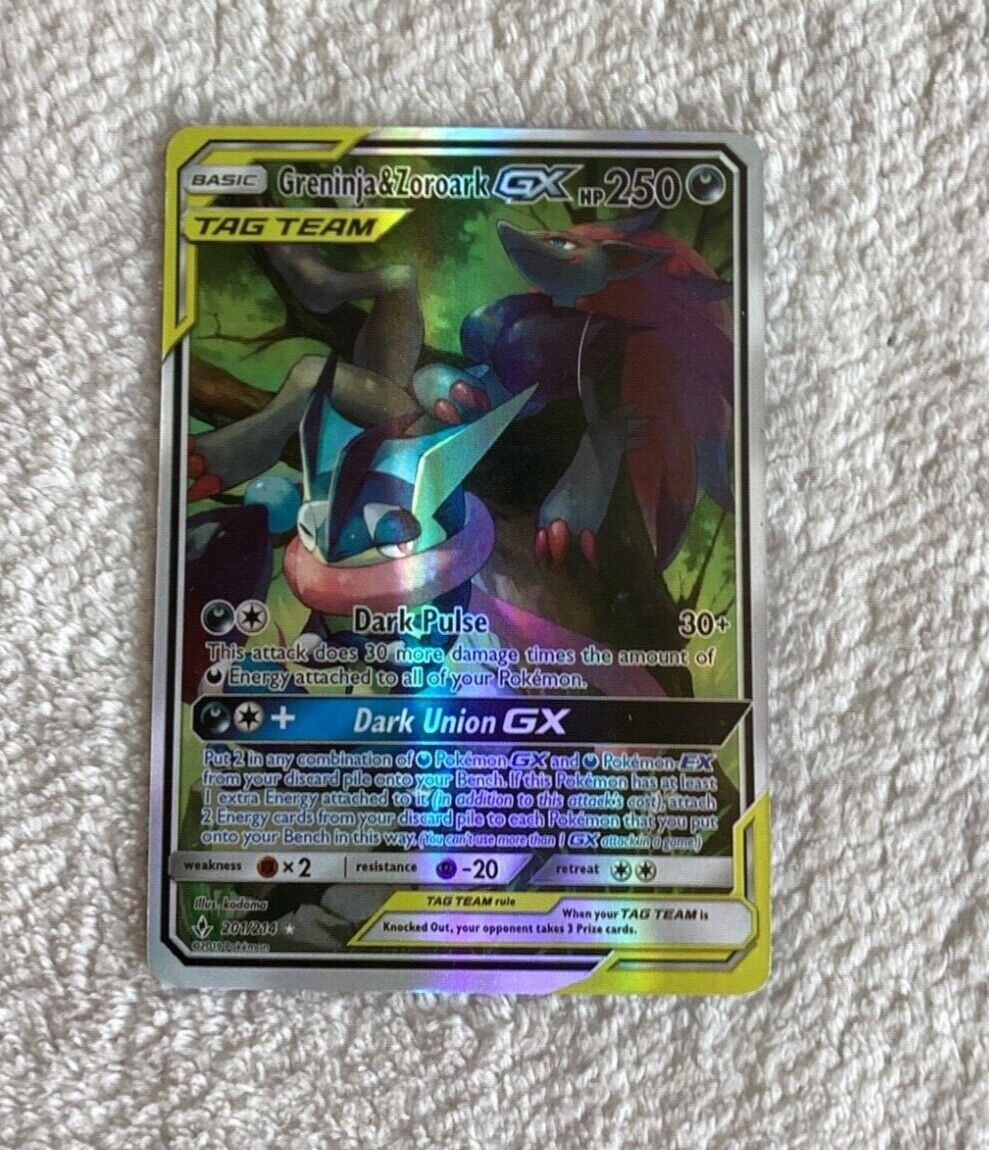 Greninja & Zoroark GX 201/214 Unbroken Bonds ALTERNATE ART Greninja & Zoroark GX 201/214 Unbroken Bonds ALTERNATE ART