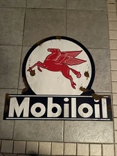 Antique style vintage look Mobiloil Pegasus dealer sales service Lollipop Sign