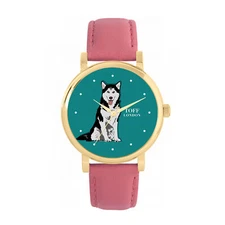 Toff London TLWS-29846 Ladies Black And White Husky Dog Watch