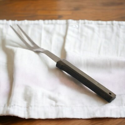 Vtg Vernco Hi CV Meat Serving Fork Japan Black Angus Stainless Steel Hand Honed 