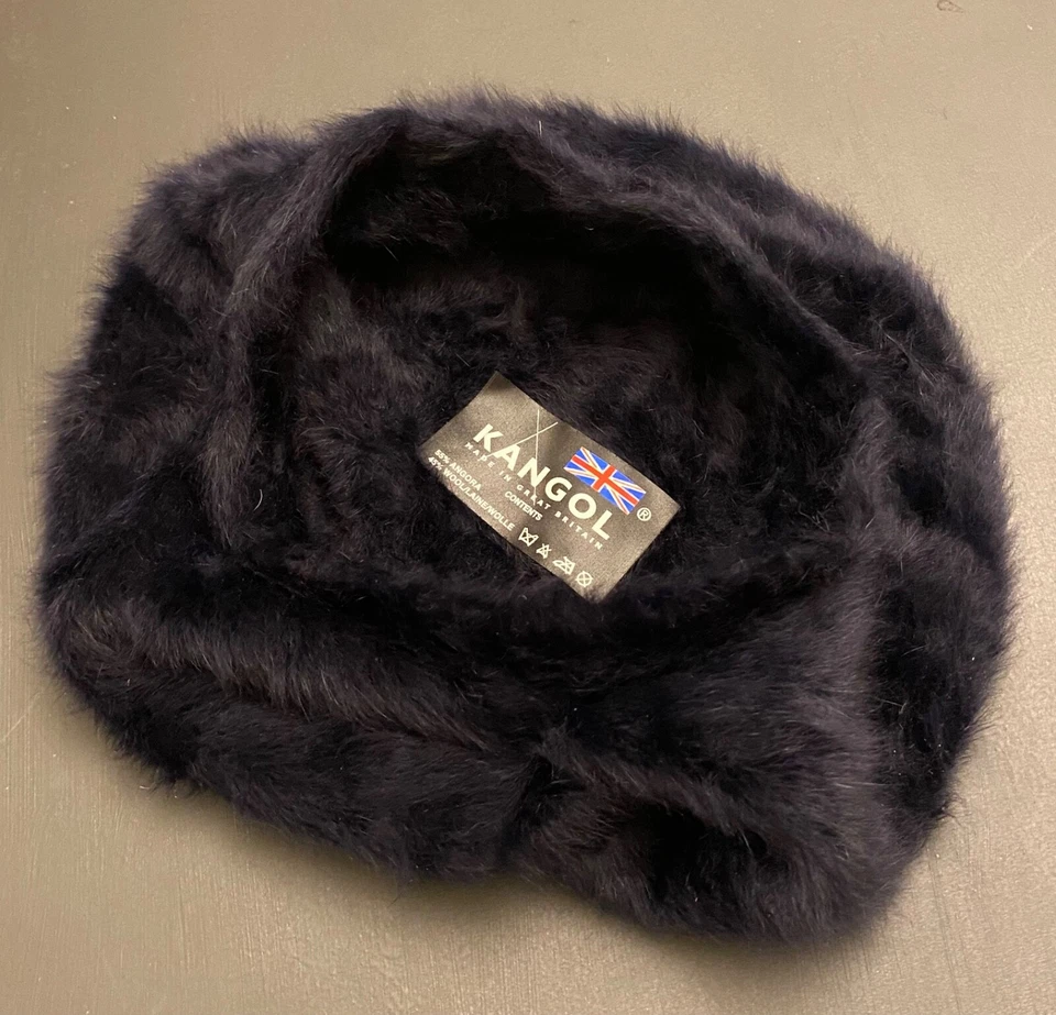 BOINA KANGOL FURGORA AZUL MARINO ANGORA LANA SOMBRERO GORRA HECHA EN REINO UNIDO UNISEX DE COLECCIÓN RETRO Foto 2 de 4