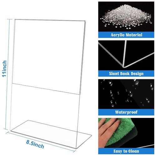 16 Pack Acrylic Sign Holder 8.5 X 11, L Shape Slanted Back Clear Acrylic Fram... - Picture 2 of 7