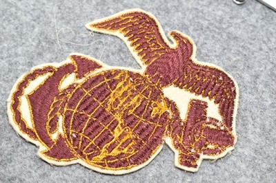 Vintage Marine Corps burgundy and Gold Eagle Globe Anchor Large Patch Vietnam