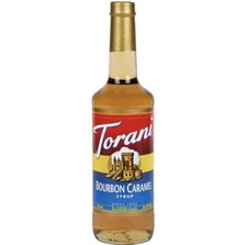 Torani Bourbon Caramel Flavoring Syrup 750 mL Glass Bottle