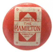 bicycle 1890's THE HAMILTON CYCLE CO. Hamilton Ohio collar lapel stud button ^