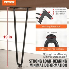 19" Hairpin Furniture Legs, Metal Home DIY Projects for Nightstand, Coffee