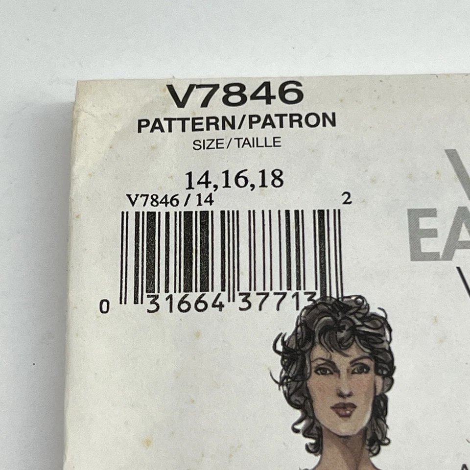 Vogue Sewing Pattern V7846 Vintage Y2K Dress Size  14,16,18 Very Easy Uncut - Image 3 of 4