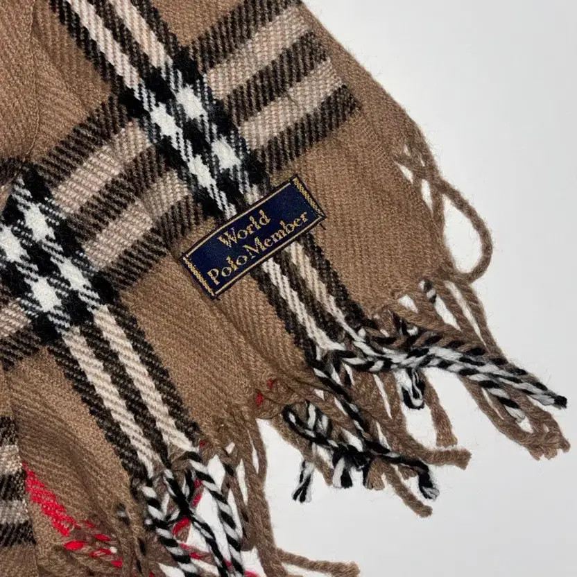 Vintage Japanese Polo Check Muffler Scarf 130cm x 32cm