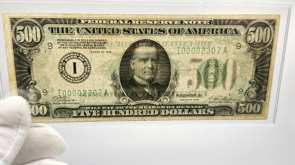 1928 $500 Five Hundred Dollars Federal Reserve Note Minneapolis Fr. 2200-I - Image 3 of 4