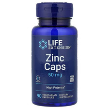 Life Extension, Zinc Caps, High Potency, 50 mg, 90 Vegetarian Caps, EXPIRY: 2028