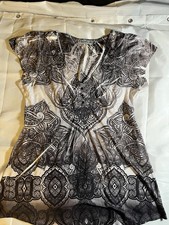 Unity Boho Paisley Print Top Womens V-neck Y2...