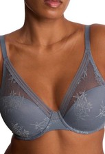 Natori Love Lace Full Coverage Plunge T-Shirt Bra 731351 Country Blue New 34C