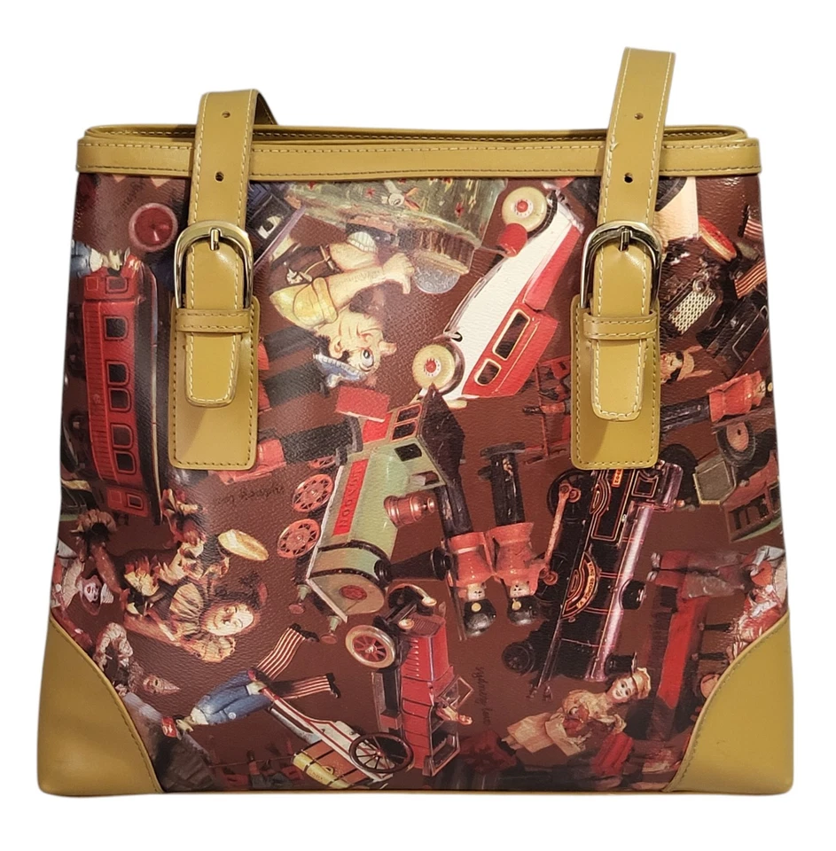 Sydney Love Vintage Toys Tote Shoulder Bag Purse Faux Leather Vegan Zippered - Image 4 of 4