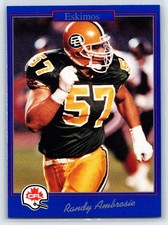 1991 JOGO CFL Randy Ambrosie Edmonton Eskimos #27