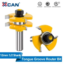 XCAN 2pcs Tongue & Groove Router Bit Set 1/2'' Shank Wood Cutting Tool