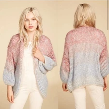 Maiami Mohair Big Open Knit Cardigan Gradient Fade