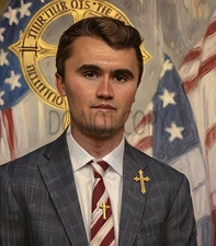 Charlie Kirk MAGA Christian Cross Oil Paint Style Print AI Generated 8X10 Print
