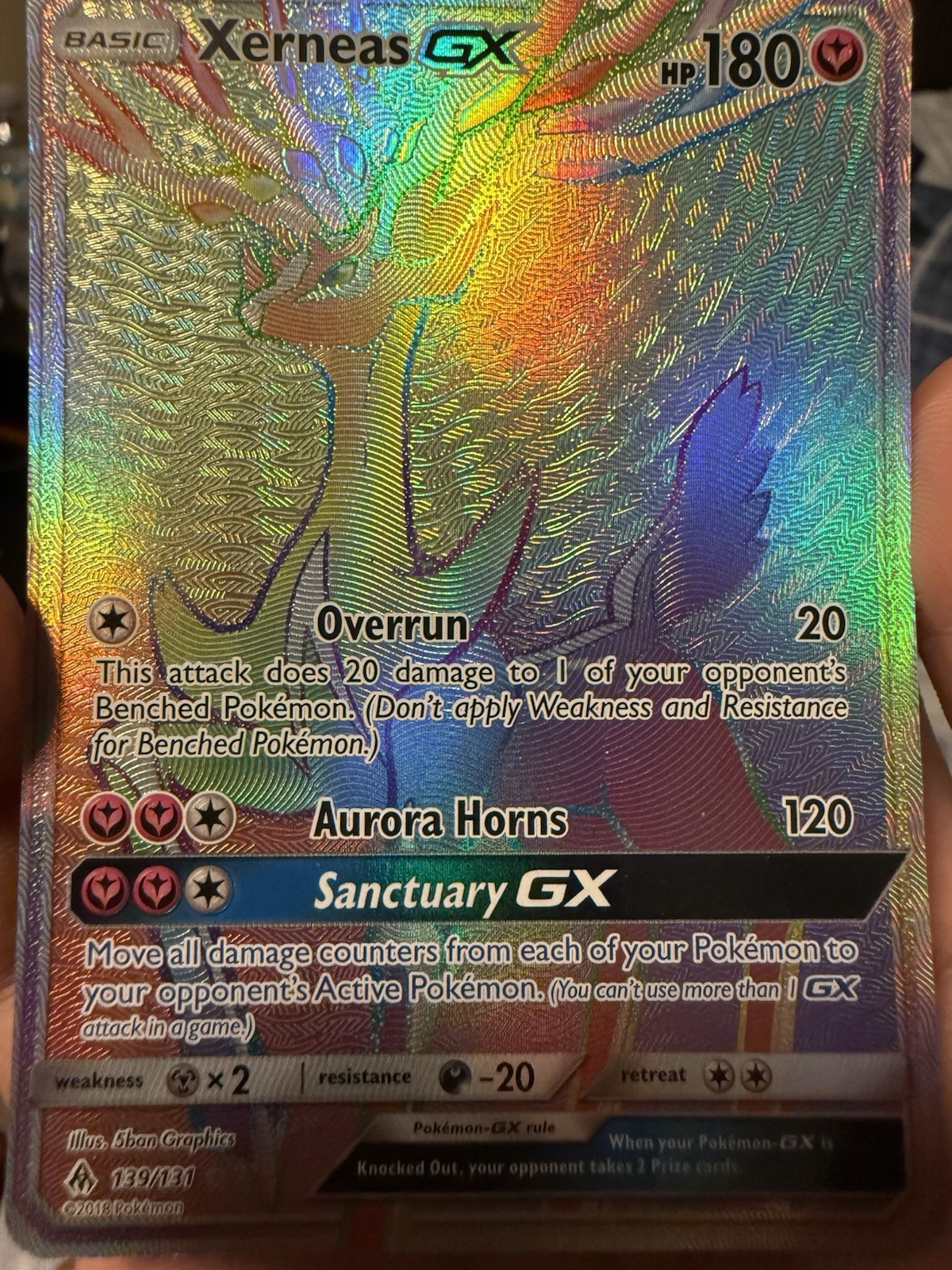 Xerneas GX Secret 139/131 Sm-Forbidden Light Holo Card Pokemon Card