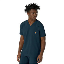 Carhartt Regular Force Cross-Flex Men's Size XL Navy Blue V-Neck Scrub Top NWT