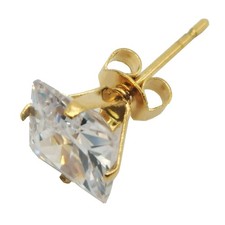 18K Yellow Gold Filled Hypoallergenic 7mm Square Cubic Zirconia CZ Stud Earrings