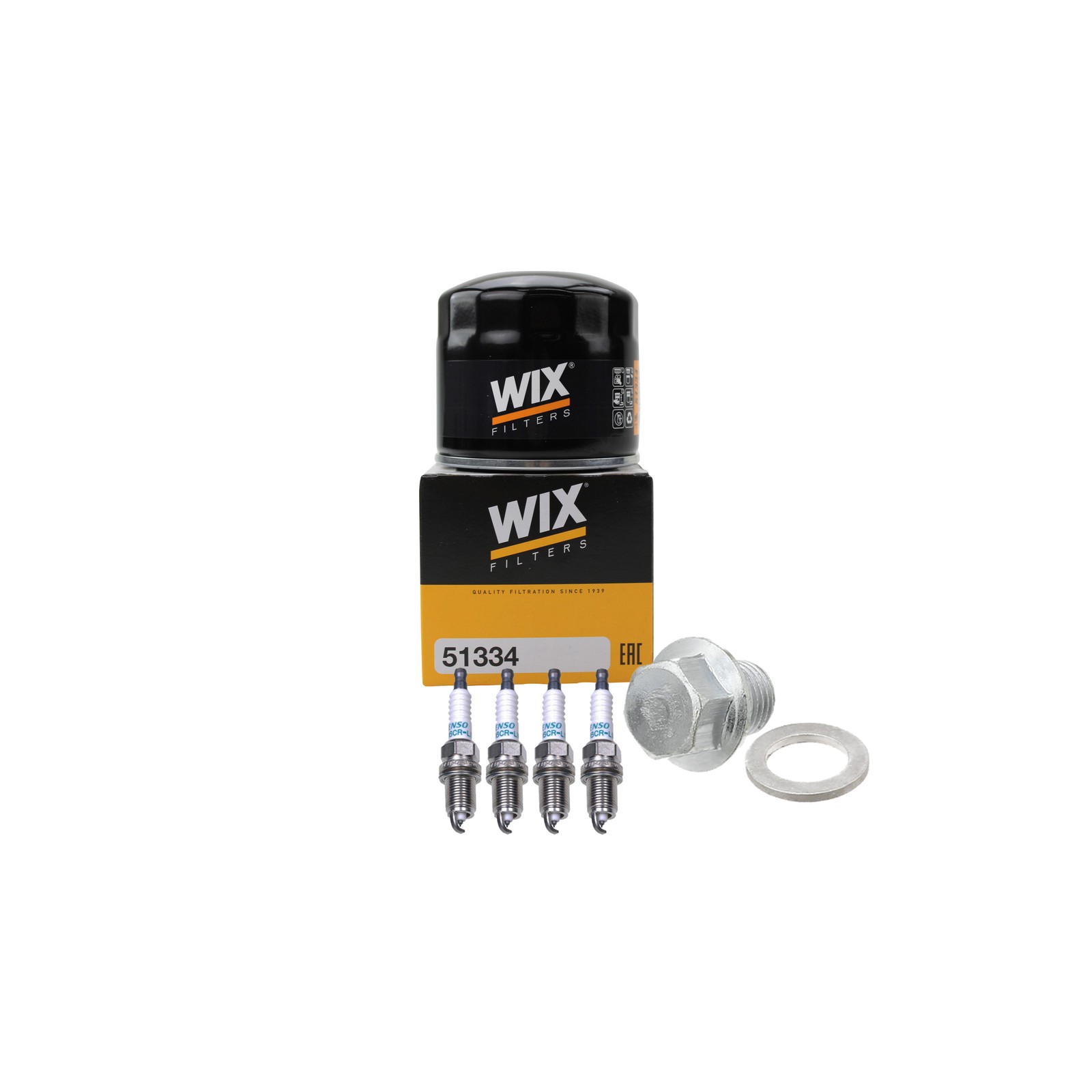 Wix Engine Oil Filter  Denso 4 Iridium LL Spark Plugs kit for Civic CR-V L4 GAS