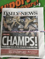 Final deportiva New York Daily News domingo 14 de junio de 2026 "¡CAMPEONES!" Título Knicks