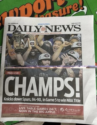 New York Daily News Sports Final Sunday June 14, 2026 ''CHAMPS!'' Knicks Title