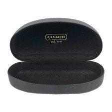 COACH Sunglasses Hard Case Brown Leather Clam Shell Eyeglass Case Only 6 3/8"