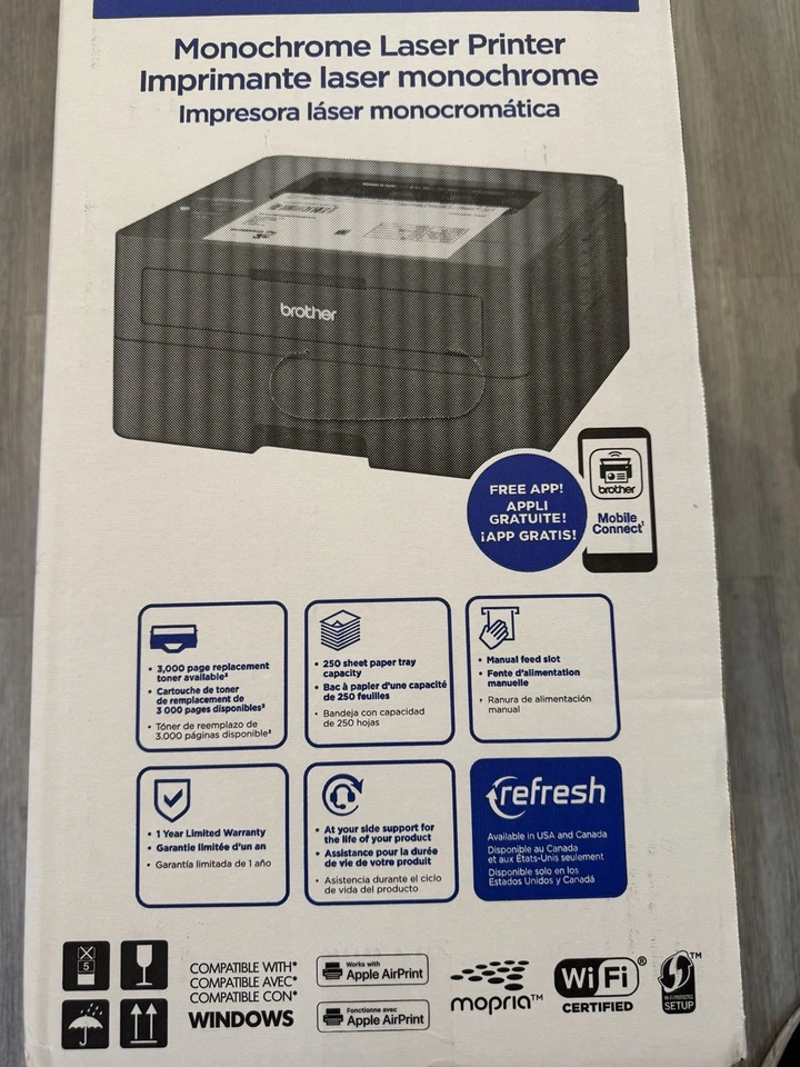 Brother HL-L2405W Wireless Compact Monochrome Laser Printer with Mobile Printing - Image 3 of 3