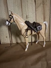 Louis Marx Toys Vintage Johnny West 13.5” Palomino Thunderbolt Horse 1960s & Tac