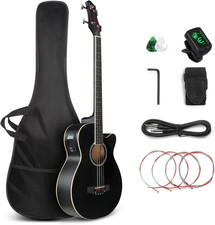 GLARRY Full Size Acoustic Electric Bass Guitar Beginner Kit, Cutaway 4 Strings E