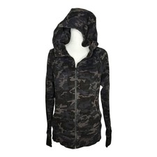 Lululemon Scuba Full-Zip Hoodie Grey Black Camo Size 12