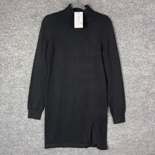 NEW Lovers and Friends Sweater Dress Small Black New Mock Neck Long Sleeve Slit