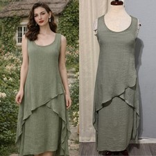 Exist Womens Maxi Dress S Sage Green Textured Layered Asymmetrical Cottagecore