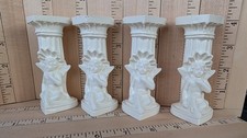 8 Rare VTG Chalkware Coast Novelty Ornate  Cherib Angel Wedding Cake Pillars 4"