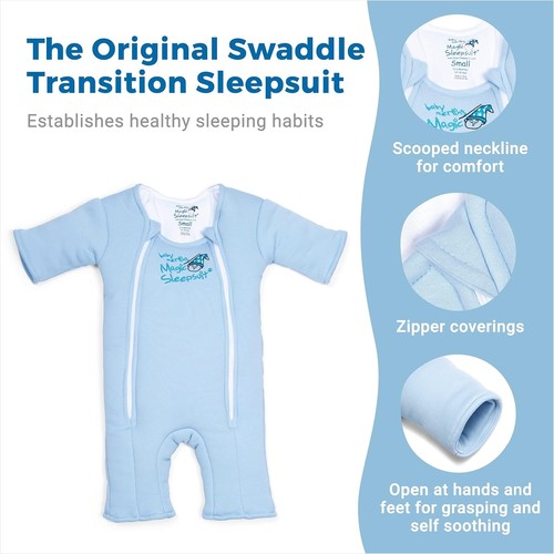 Baby Merlin's Magic Sleepsuit Blue, Large, 6-9 Months, 18-21 LBS - Picture 3 of 6
