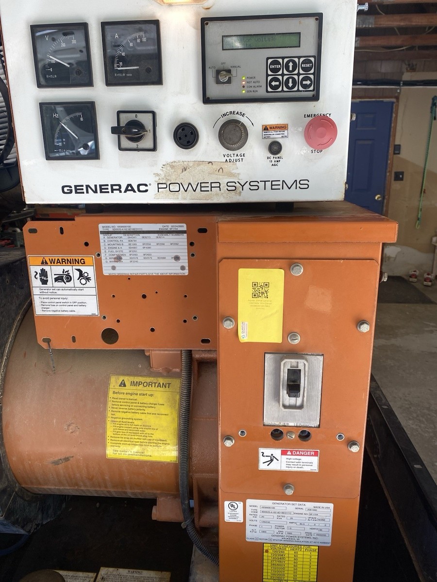 DG2040 データジェネレーター　　　　　　（中古品） Generac 20kW Diesel Generator 120/240v 1PH, 41hrs On Motor | eBay