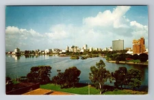 Oakland CA-California, Oakland Skyline, Lake Merritt, Antique Vintage Postcard