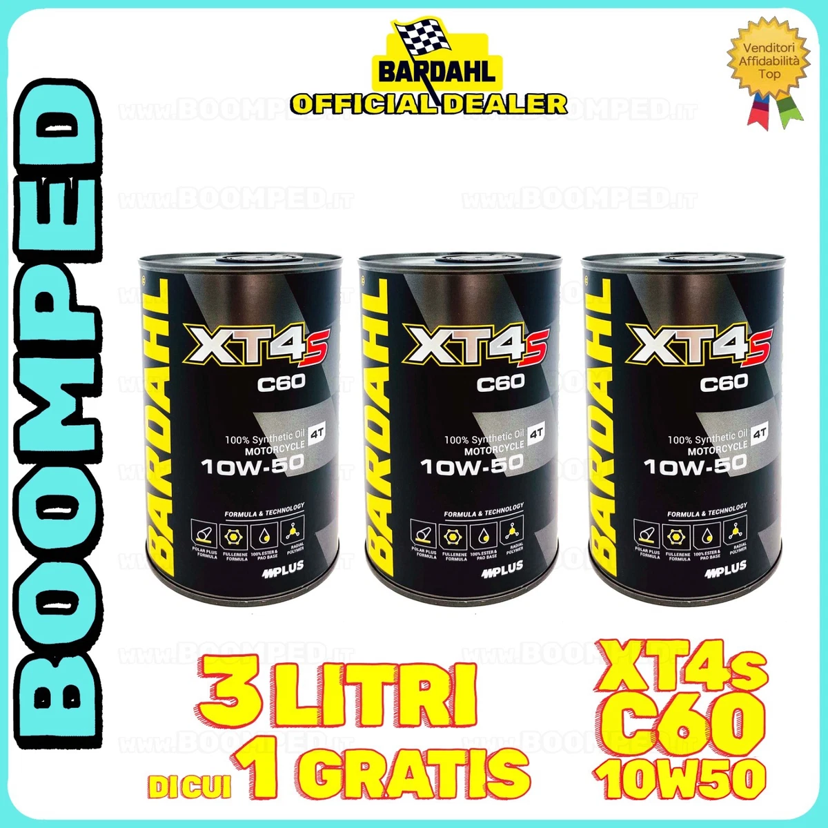 4 LT OLIO MOTORE BARDAHL XTC C60 10W50 10/50 OFF ROAD 4T CROSS ENDURO SPEDIZ.24h - Foto 9