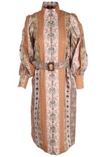 ZIMMERMANN MULTI LINEN MIDI DRESS 0 UK 8