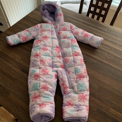 Spyder Hooded Bunting Snowsuit 19/12 Month Girls Pink Purple Snowflakes