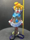 Vintage 14 Inch Multicolor Murano Glass Musician Clown Holding Accordion