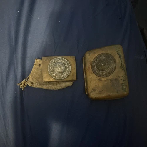 Antique Military German Prussia  Buckle AND Cigarette Case "Gott Mit Uns" WW1