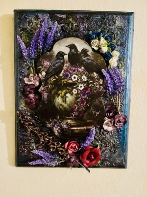 Gothic Raven Mixed Media Wall Art