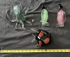 Vintage Art Glass Figurine Lot 4 Murano Style Octopus Angelfish Penguins Set