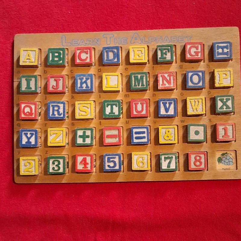 Wooden Alphabet & Number Block Puzzle Board Educational Toy for Ages 3-7
