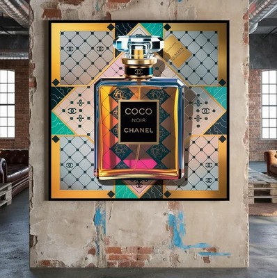 XL LEINWAND BILD BIS 140x140x5 COCO CHANEL PARFUM POP-ART BUNTES WANDBILD FARBIG