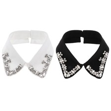 Stylish Chiffon Collar Crystal Dickey Faux Collar Beaded