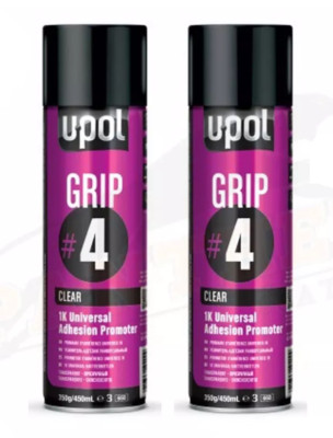 2x UPol Grip 4 1K Universal Adhäsion Promoter 450ml Aerosol Dose Clear GRIP/AL